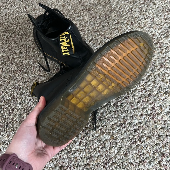 Dr. Martens Black Leather Boots with Yellow Stitching - Picture 4 of 4